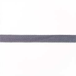 Köperband gewaschen - 15 mm Uni - Grau 