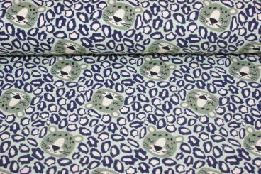 Baumwolljersey Leoköpfe Mint 