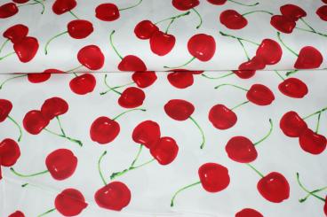 Baumwoll Jeans Kirschen Weiss 