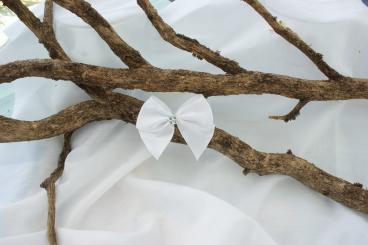 Schleife Gross mit Stein Weiss 