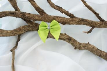 Schleife Gross mit Stein Giftgrün 