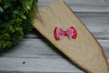 Schleife Gross mit Spitze Pink 