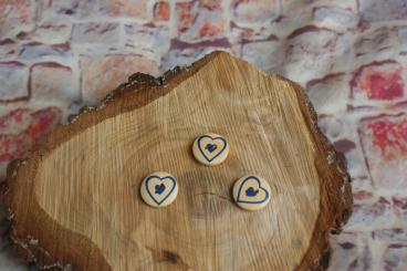 Holzknopf Herz in Herz Blau 