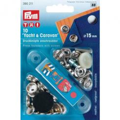 Druckknöpfe zum Anschrauben - Yacht/Caravan - 10 Stück - silber - Prym 