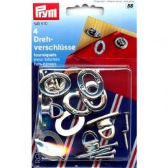 Drehverschlüsse oval 33mm- 4 Stück - silber - Prym 