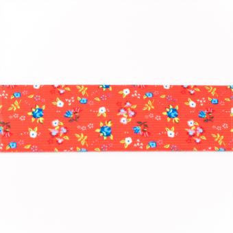 Gummiband bedruckt 40 mm rot - Blume Klein 