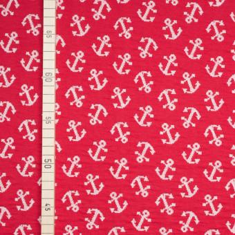 BIO Albstoffe - 3D Relief Jacquard - Anker - Rot/Weiss 