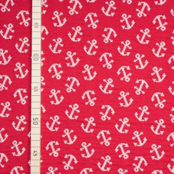 BIO Albstoffe - 3D Relief Jacquard - Anker - Rot/Weiss 