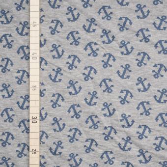 BIO Albstoffe - 3D Relief Jacquard - Anker - Grau/Blau 