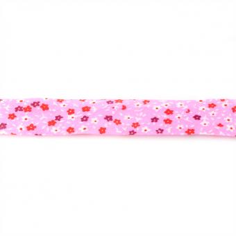 Schrägband Bedruckt, 3 m Stück - Blümchen Rosa 