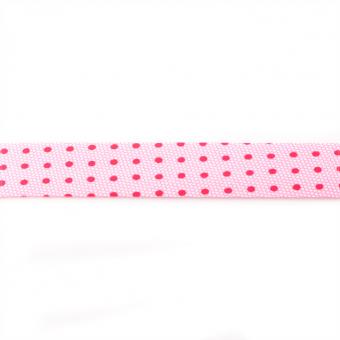 Schrägband Bedruckt, 3 m Stück - Multi Punkte Rosa 