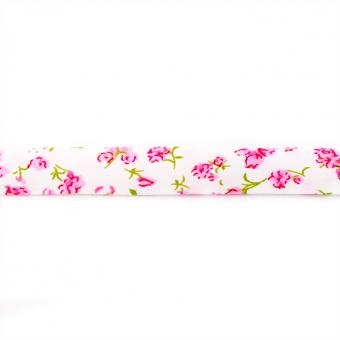 Schrägband Bedruckt, 3 m Stück - Blume Rosa 
