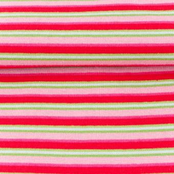 Bündchen Ringel Multi - 70 cm breit - Rosa-Lime 