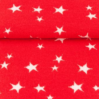 Bündchen Sterne gewebt - 70 cm breit - Rot 