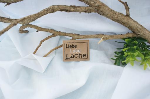 Kunstleder Label Liebe, Lebe, Lache 