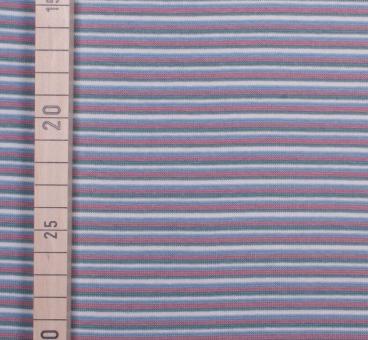 Bündchen Ringel Multi - 70 cm breit - Weiss-Hellblau-Terra-Reseda 